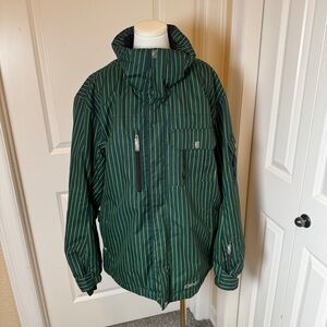DNA Green Pinstripe Insulated Snowboard Ski Hooded Jacket Men’s Size L